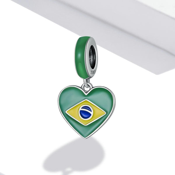925 Sterling Silver Brazilian Flag Pendant Bracelet / Necklace Accessory Charms & Pendants