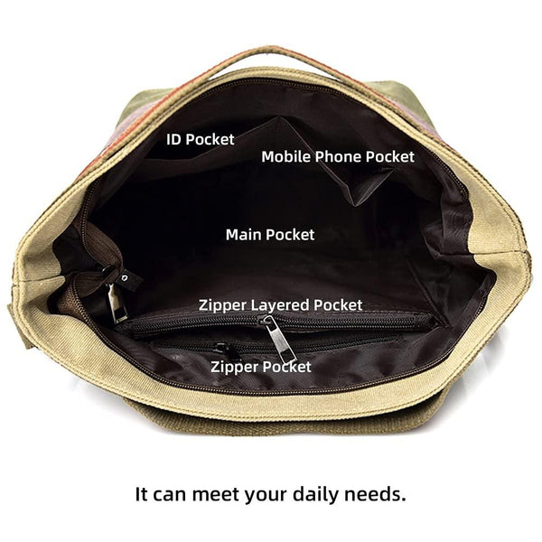 Multi Layer Canvas Crossbody Bag For Women Simple Design Women's Bags & Handbags