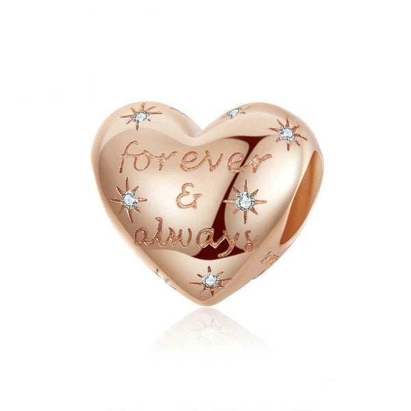 925 Sterling Silver Golden Heart Loose Beads For Diy Bracelets Charms & Pendants