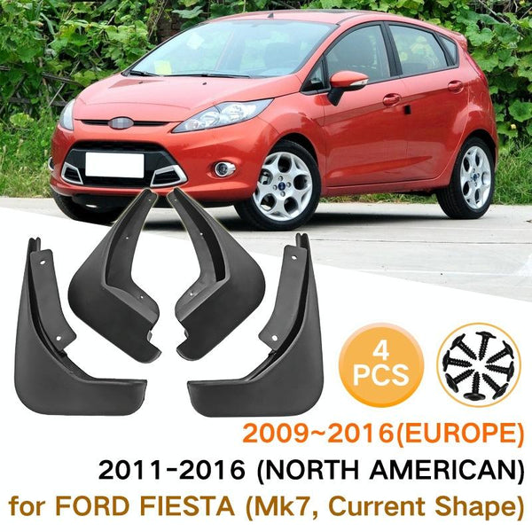 For Ford Fiesta 4Pcs / Set Car Auto Soft Plastic Splash Flaps Fender Guard Fenders & Mud Guards
