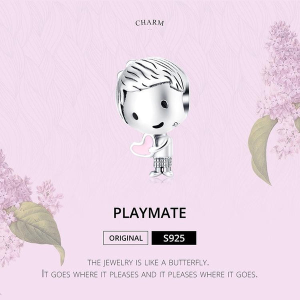 925 Sterling Silver Childhood Boy Beaded Bracelet Diy Accessory Charms & Pendants