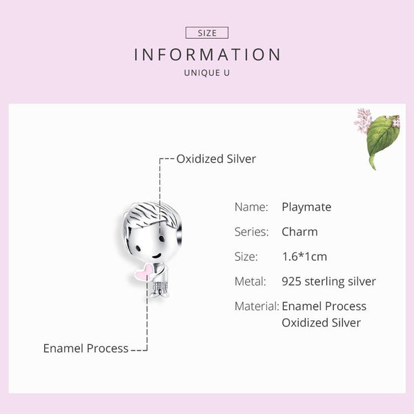 925 Sterling Silver Childhood Boy Beaded Bracelet Diy Accessory Charms & Pendants