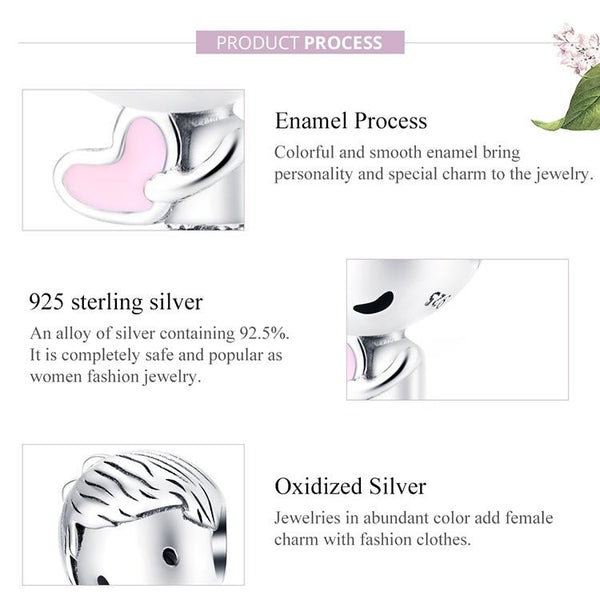 925 Sterling Silver Childhood Boy Beaded Bracelet Diy Accessory Charms & Pendants