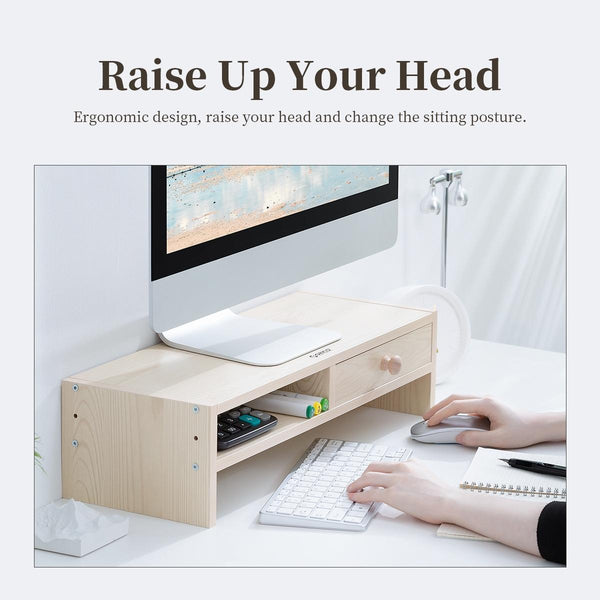 1 Sets Of Wood Grain 2 Tier Monitor Stand With Partition Monitor Mounts & Stands