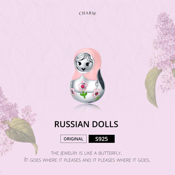 925 Sterling Silver Russian Doll Beaded Bracelet Charms & Pendants
