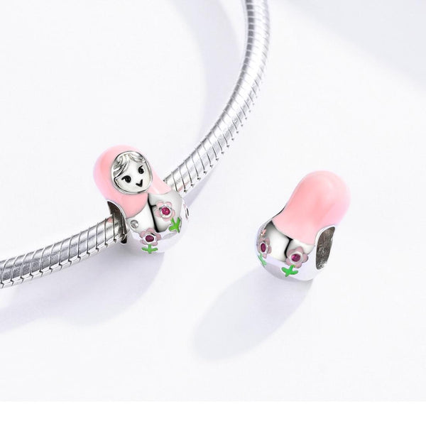 925 Sterling Silver Russian Doll Beaded Bracelet Charms & Pendants