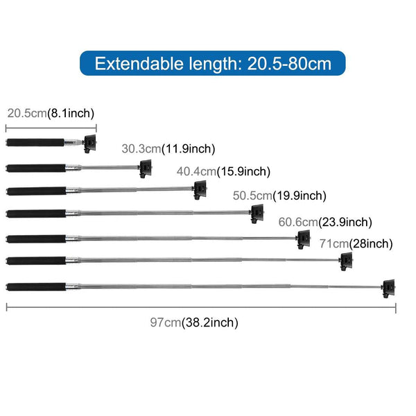 Extendable Selfie Monopod For Action Cameras 22.5 80Cm Length Tripods & Monopods