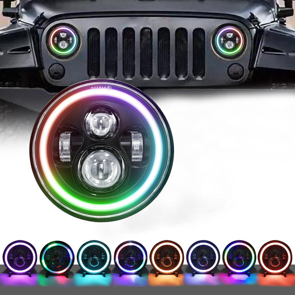 7 Inch Car Colorful Round Angel Eye Headlight Led Car Lights