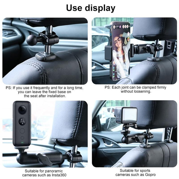 Universal Car Seat Mount For Action Cameras With Tripod Adapter And Ballhead Other Camera & Photo Accs