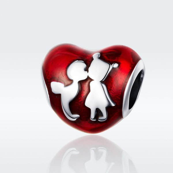 925 Sterling Silver Red Heart Diy Bracelet / Necklace Set Charms & Pendants