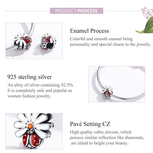 925 Sterling Silver Ladybug Beads For Diy Bracelets & Necklaces Charms & Pendants