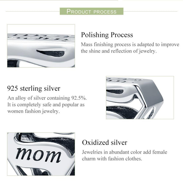 925 Sterling Silver Hollow Beads For Diy Bracelets Perfect Mother's Day Gift Charms & Pendants