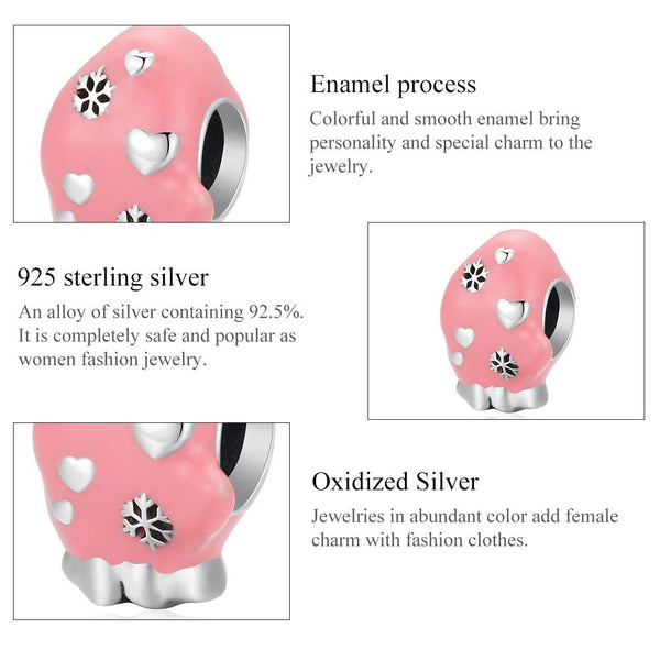 925 Sterling Silver Diy Pink Beaded Bracelet / Necklace Set Charms & Pendants