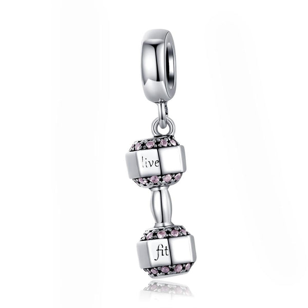 Veile Studios 1 Sets Of 925 Sterling Silver Fitness Dumbbell Pendant For Diy Bracelets