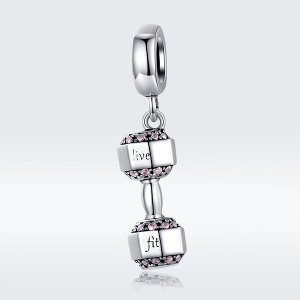 Veile Studios 1 Sets Of 925 Sterling Silver Fitness Dumbbell Pendant For Diy Bracelets
