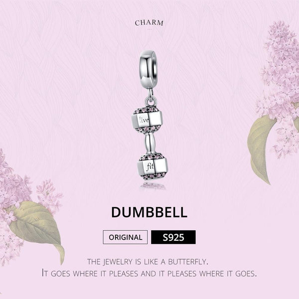 Veile Studios 1 Sets Of 925 Sterling Silver Fitness Dumbbell Pendant For Diy Bracelets