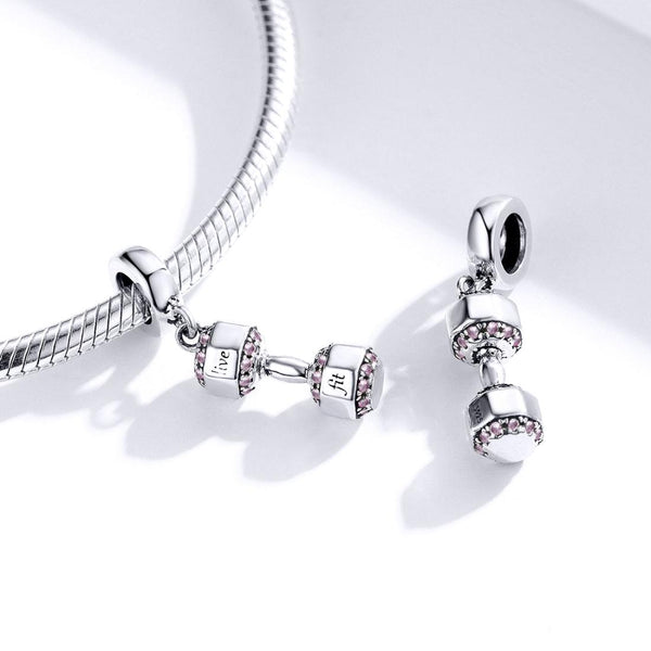 Veile Studios 1 Sets Of 925 Sterling Silver Fitness Dumbbell Pendant For Diy Bracelets
