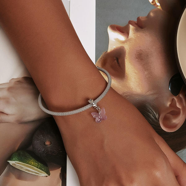 925 Sterling Silver Glazed Butterfly Pendant For Diy Bracelets & Necklaces Charms & Pendants