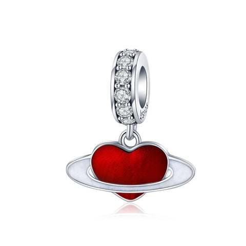 925 Sterling Silver Red Love Planet Pendant For Diy Bracelets Charms & Pendants