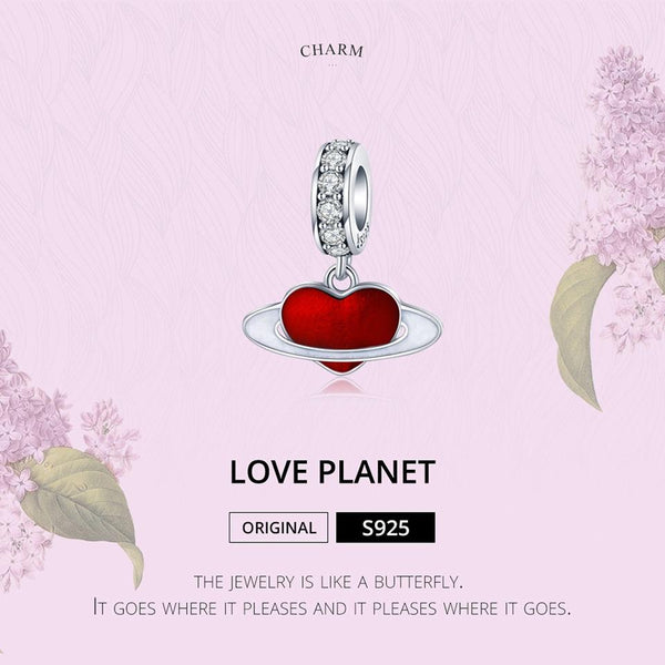 925 Sterling Silver Red Love Planet Pendant For Diy Bracelets Charms & Pendants