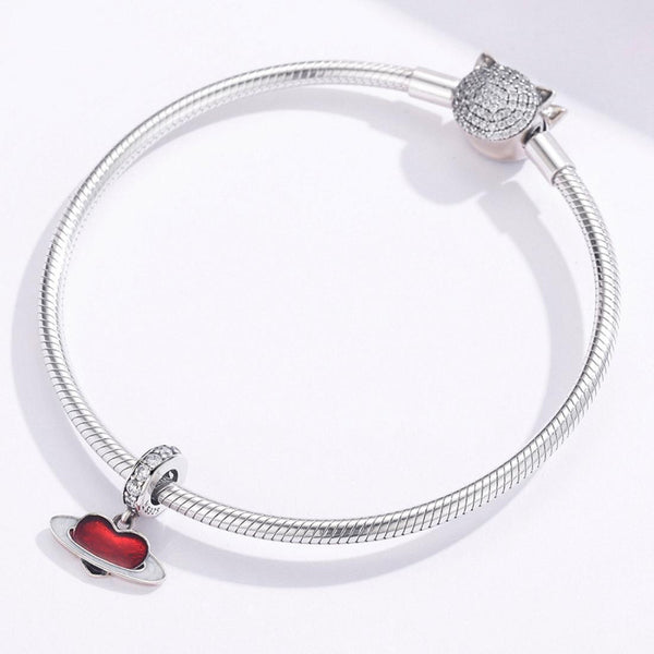 925 Sterling Silver Red Love Planet Pendant For Diy Bracelets Charms & Pendants