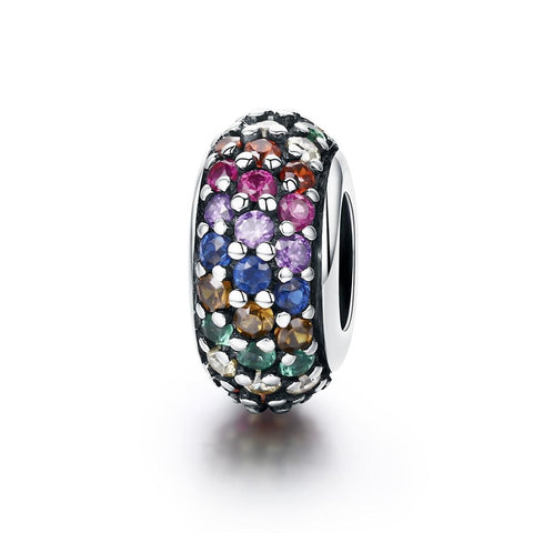 925 Sterling Silver Rainbow Diamond Bead Pendant For Diy Bracelets And Necklaces Charms & Pendants