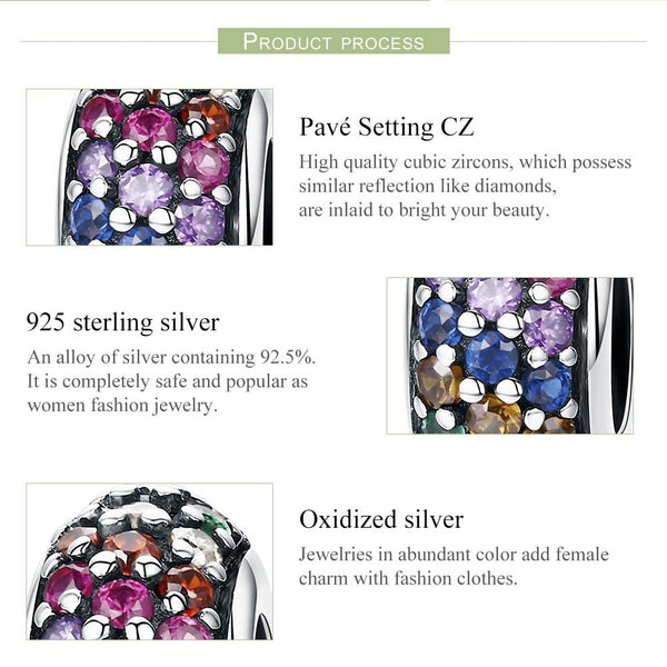 925 Sterling Silver Rainbow Diamond Bead Pendant For Diy Bracelets And Necklaces Charms & Pendants