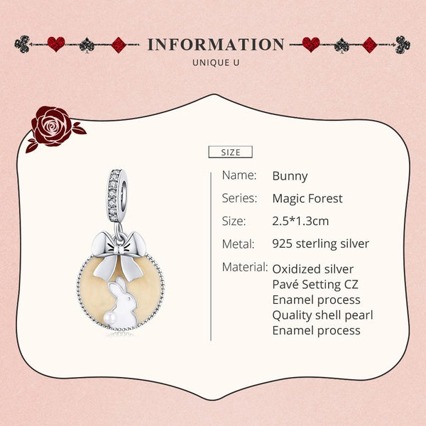 925 Sterling Silver Bunny Pendant For Bracelet Or Necklace Charms & Pendants