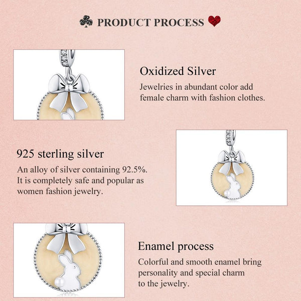 925 Sterling Silver Bunny Pendant For Bracelet Or Necklace Charms & Pendants
