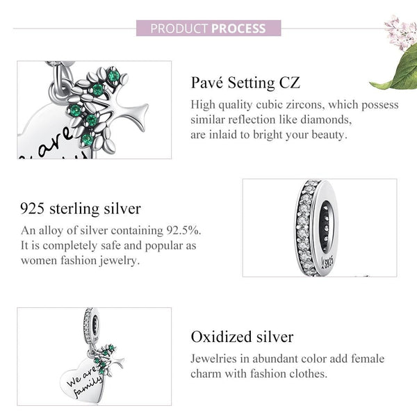 925 Sterling Silver Heart Tree Pendant For Bracelet Or Necklace Charms & Pendants