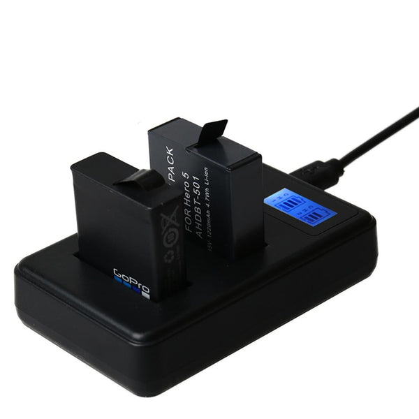 Lcd Screen Dual Batteries Charger For Gopro Hero5 With Displayed Capacity Audio Video Chargers & Cradles