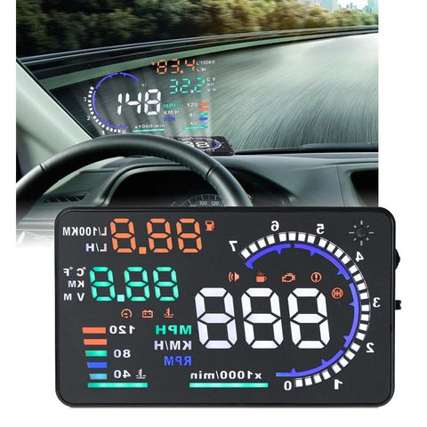Car Obdii Hud Warning System 5.5 Inch Display Fuel Consumption Speed Alarm Water Temp Fault Diagnosis Other Instruments & Gauges