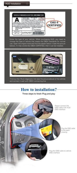 Car Obdii Hud Warning System 5.5 Inch Display Fuel Consumption Speed Alarm Water Temp Fault Diagnosis Other Instruments & Gauges