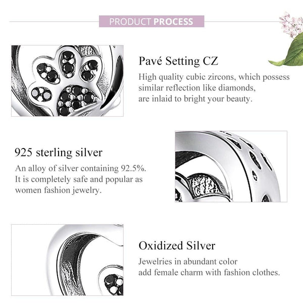925 Sterling Silver Pet Paw Print Beaded Bracelet Charms & Pendants