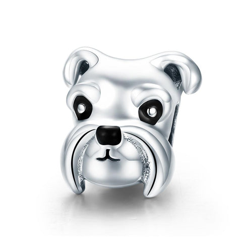 925 Sterling Silver Schnauzer Beads Platinum Plated Charms & Pendants