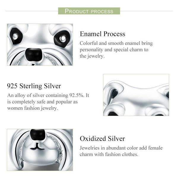 925 Sterling Silver Schnauzer Beads Platinum Plated Charms & Pendants