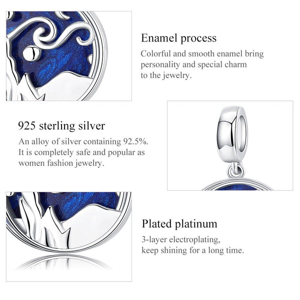 925 Sterling Silver Starry Sky Pendant For Diy Bracelets & Necklaces Charms & Pendants