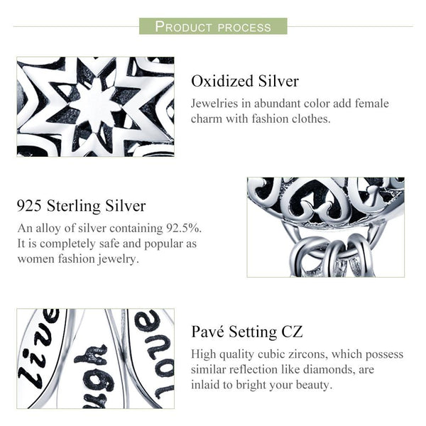 925 Sterling Silver Diy Bracelet Beads Heart Pattern Charms & Pendants