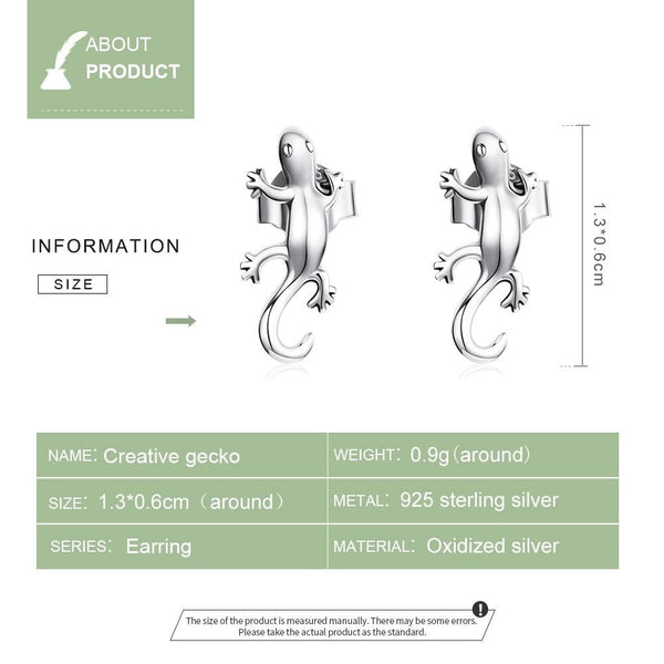925 Sterling Silver Gecko Ear Studs For Women Earrings