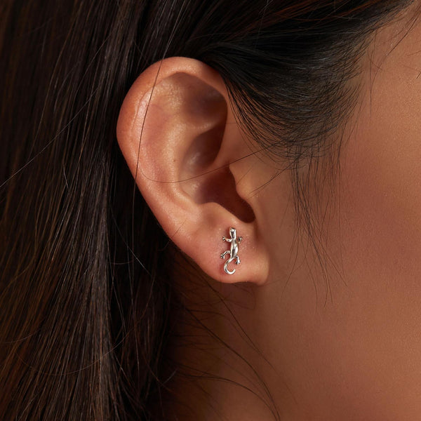 925 Sterling Silver Gecko Ear Studs For Women Earrings
