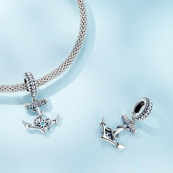 925 Sterling Silver Anchor Pendant Bracelet Beads Bracelets
