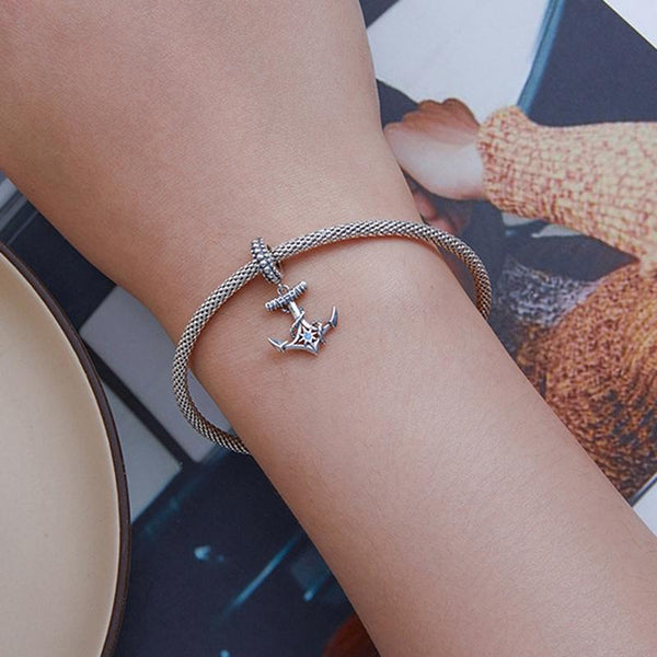 925 Sterling Silver Anchor Pendant Bracelet Beads Bracelets