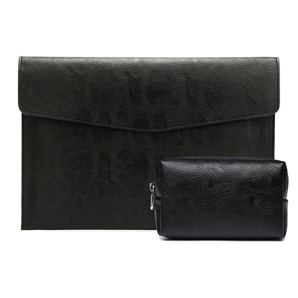 13.3 Inch Laptop Sleeve & Power Bag Litchi Pattern Pu Leather Black Laptop Cases & Bags