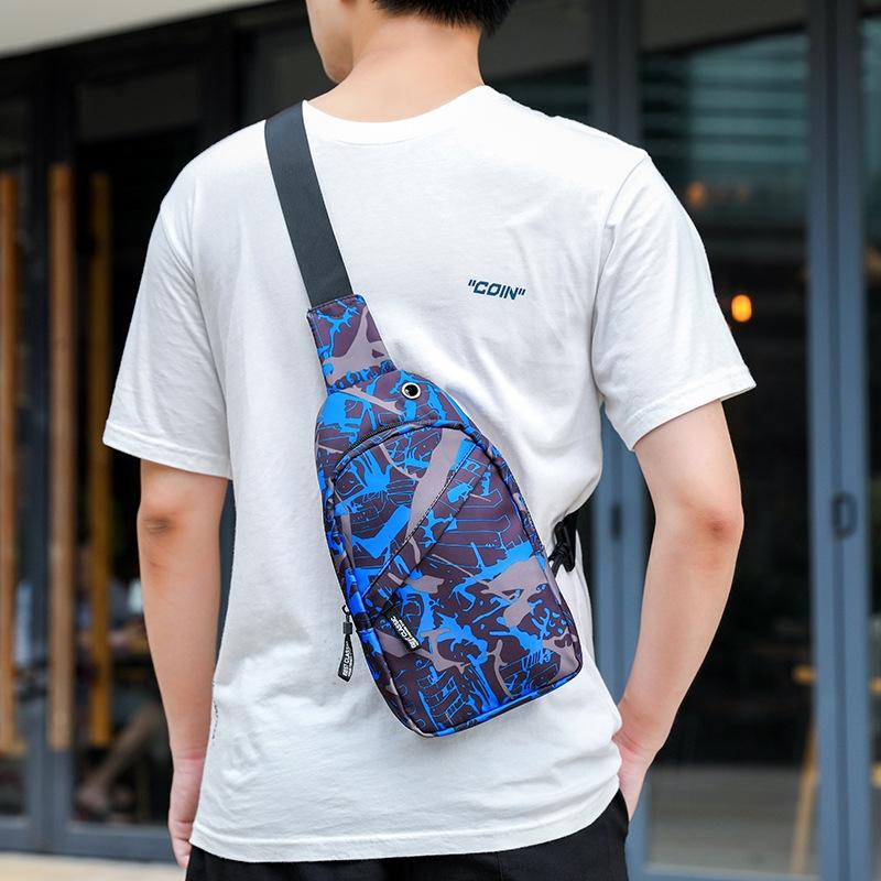 Men Oxford Cloth Chest Bag Graffiti Blue Ideal For Sports And Travel Bags