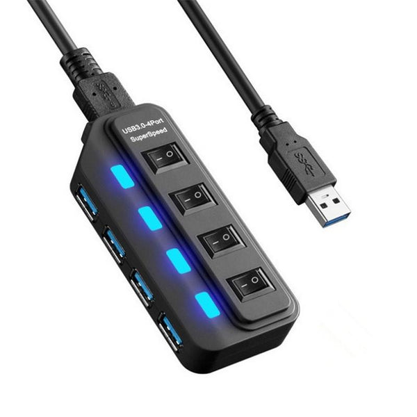 4 Port Usb 3.0 Hub With Individual Switches Black Usb Cables Hubs & Adapters