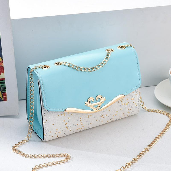 Sequined Messenger Shoulder Bag For Women Beige Black With Pendant Women's Bags & Handbags