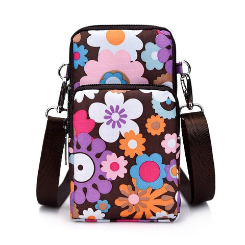 Animal Park Mini Crossbody Phone Wallet With Arm Band Brown Printing Women's Bags & Handbags