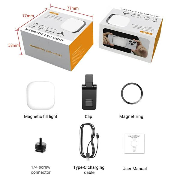 Rechargeable Mini Magnetic Selfie Light Tri Colour Temperature Selfie Lights