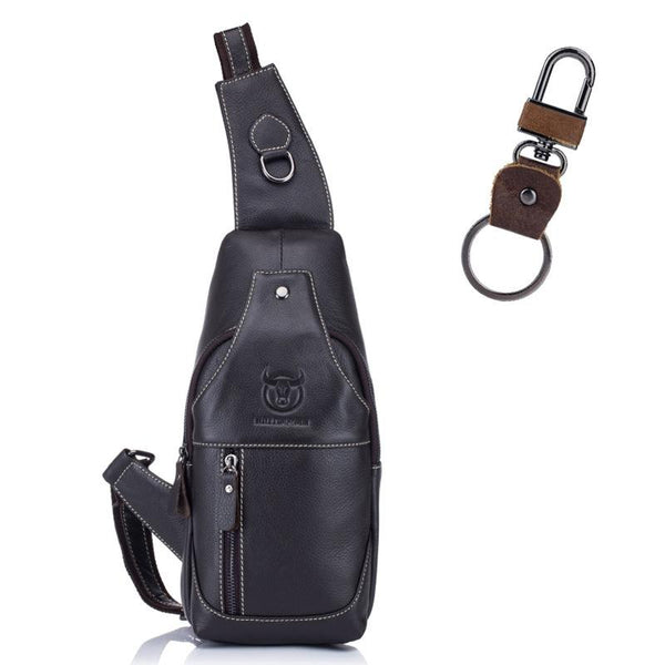 Retro Leather Crossbody Chest Bag For Men Black + Buckle Bags