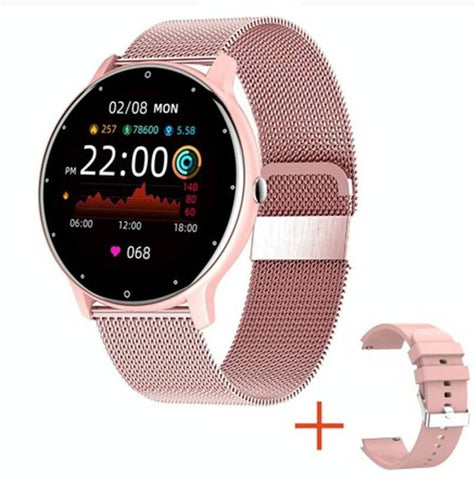 Smart Watch Heart Rate Blood Oxygen Pressure Monitoring Bluetooth Calling Mesh Pink Smart Watches
